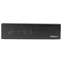 4 Port Dual Monitor DVI KVM Switch Dual Screen Display Compact USB KVM Switch with Integrated USB 3.0 Hub & Audio