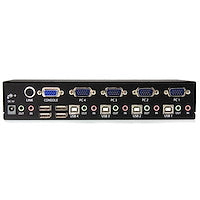 4 Port Rack Mountable USB KVM Switch with Audio & USB 2.0 Hub Three High-Speed USB Devices between Computers