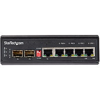 6 Port Gigabit Ethernet Switch 4 PoE RJ45 +2 SFP Slots 30W PoE+ 12-48VDC Rugged Ethernet Switch DIN Mountable