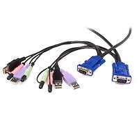 2 Port USB VGA Cable KVM Switch with Audio Single Console in One Cable KVM