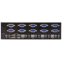 4-port KVM Switch with Dual VGA USB-Equipped PCs With a Two Monitor Console and Audio Peripheral Set