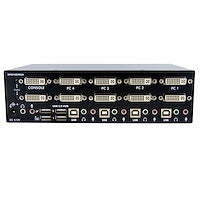 4 Port Dual DVI USB KVM Switch with Audio & USB 2.0 Hub Between 4 Multimedia Computers