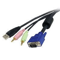 4" 1 USB VGA KVM Switch Cable with Audio and Microphone all in One Cable (6FT)