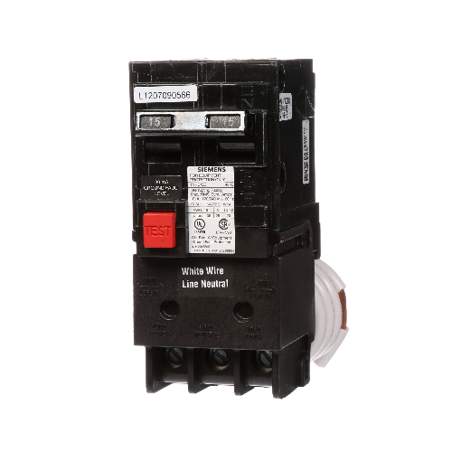 Siemens QE215 2 Pole 15 Amp 120/240 VAC 10 kA GFEP 30mA Plug In Circuit Breaker