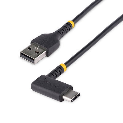 A to C Charging Cable Right Angle Heavy Duty Fast Charge USB C Cable Black 6ft 2m USB