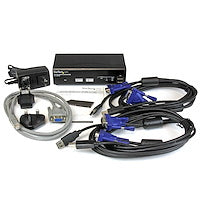 2 Port USB VGA KVM Switch with DDM Fast Switching Technology and Cables