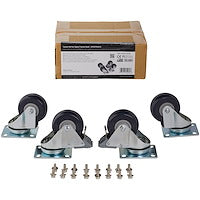 Caster Kit for Open Frame Rack Black & Silver Server Rack With Heavy Duty Casters