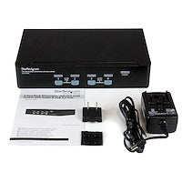 4 Port Rack Mountable USB KVM Switch with Audio & USB 2.0 Hub Three High-Speed USB Devices between Computers