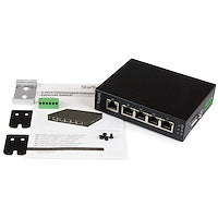 5 Port Unmanaged Industrial Gigabit Ethernet Switch P30-Rated DIN Rail and Wall-Mountable Metal Enclosure