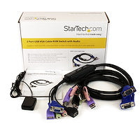 2 Port USB VGA Cable KVM Switch with Audio Single Console in One Cable KVM