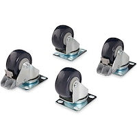 Caster Kit for Open Frame Rack Black & Silver Server Rack With Heavy Duty Casters