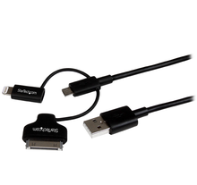 3' USB 2.0 to Lightning or 30-pin Dock or Micro-USB, Apple MFi Certified 3 in 1 Multi Charging Single Cable LTADUB1MB