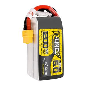 Tattu R-line Version 5.0 1200mAh 6S1P 22.2V 6S1P 150C Lipo Battery Pack With XT60 plug