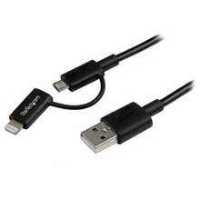 3' USB 2.0 to Lightning or Micro-USB, Apple MFi Certified 2 in 1 Multi Phone Charging Single Cable