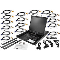 16 Port Rackmount KVM Console w/ 6ft Cables Integrated KVM Switch w/ 19" LCD Monitor Fully Featured 1U LCD KVM Drawer