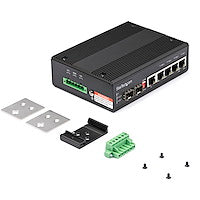 6 Port Gigabit Ethernet Switch 4 PoE RJ45 +2 SFP Slots 30W PoE+ 12-48VDC Rugged Ethernet Switch DIN Mountable