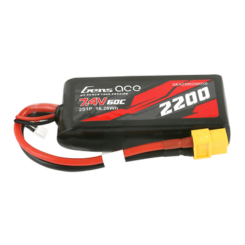 Gens Ace 2200mAh 2S1P 7.4 V 60C Lipo Battery Pack With XT60 Plug