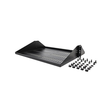 2U Vented Server Rack Shelf Center Mounted Universal Rackmount Cantilever 14" Deep Tray For 19" Network Equipment Rack Steel Black