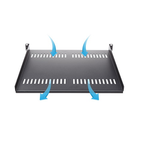 1U Server Rack Shelf Universal Vented Rack Mount Cantilever Tray 16" Deep Shelf Heavy Duty Steel For 19" Network Equipment Rack Black