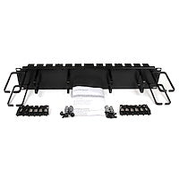 2U 19" Horizontal Cable Management Panel Front and Rear Mount Black