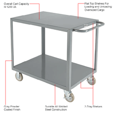 Steel Utility Cart With 2 Tray Shelves 1200 lb Capacity 800457