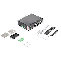 6 Port Gigabit Ethernet Switch 4 PoE RJ45 +2 SFP Slots 30W PoE+ 48VDC Power Over Ethernet LAN Switch