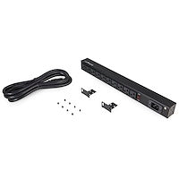 1U Horizontal 19" Rackmount PDU 10 Outlet Rack Mount Power Strip 125V/16 Amp Black