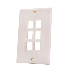 6-Port Keystone Wall plate With Decora Style 308-623D/6P/WH (Pack of 50)