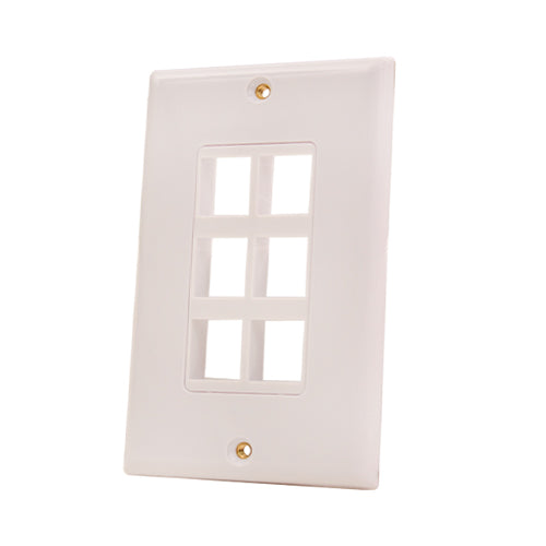 6-Port Keystone Wall plate With Decora Style 308-623D/6P/WH (Pack of 50)