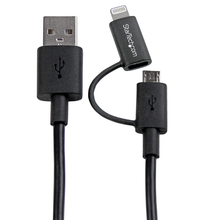 3' USB 2.0 to Lightning or Micro-USB, Apple MFi Certified 2 in 1 Multi Phone Charging Single Cable