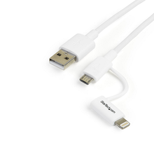 3' USB 2.0 to Lightning or Micro-USB, Apple MFi Certified 2 in 1 Multi Phone Charging Single Cable