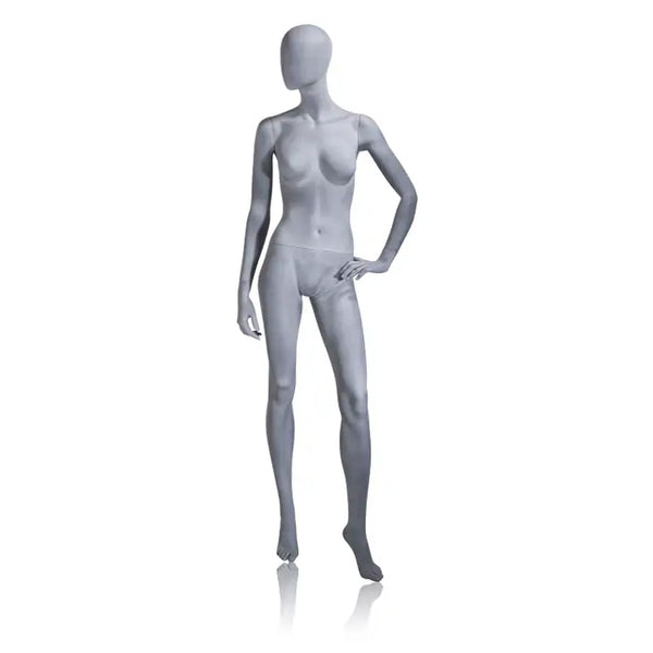 Econoco UBF-2 Female Mannequin - Oval Head, Arms by Side, Turned at Waist, Right Leg Forward
