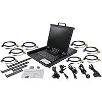 8 Port Rackmount KVM Console w/ 6ft Cables Integrated KVM Switch w/ 19" LCD Monitor Fully Featured 1U LCD KVM Drawer