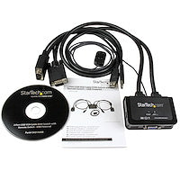 2 Port USB VGA Cable KVM Switch USB Powered with Remote Switch