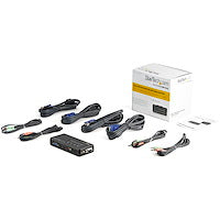 4 Port Black USB KVM Switch Computers With This Complete Kit with Cables and Audio