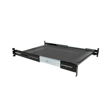 2U 19” Vented Sliding Server Rack Mount Shelf Holds Upto 50lbs Heavy Duty Universal 24" Deep For Equipment Rack Steel Black