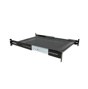 2U 19” Vented Sliding Server Rack Mount Shelf Holds Upto 50lbs Heavy Duty Universal 24" Deep For Equipment Rack Steel Black