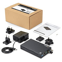 Gigabit Ethernet Copper-to-Fiber Media Converter up to 10 km (6.2 mi) using single-mode LC fiber cable