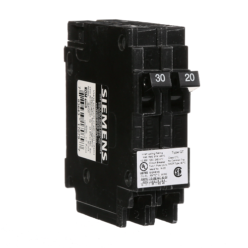 Siemens US2-Q3020 1 Pole 30/20 Amp 120 VAC 10 kA Mini Plug In Duplex Circuit Breaker