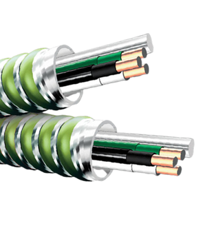 12/4C Solid Copper MC Stat® Steel THHN Insulation Light Green Striped Interlocked Armored Cable