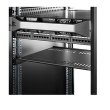 1U Server Rack Shelf Universal Vented Rack Mount Cantilever Tray 16" Deep Shelf Heavy Duty Steel For 19" Network Equipment Rack Black