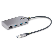 3 Port USB Hub with Ethernet 3x USB-A Ports Gigabit Ethernet RJ-45 USB 3.0 5Gbps Bus Powered 1ft 30cm Long Cable