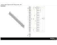 40U Vertical Cable Organizer with D-Ring Hooks Steel (6FT)