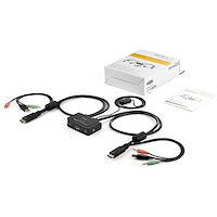 2 Port USB DisplayPort Cable KVM Switch w/ Audio and Remote Switch USB Powered