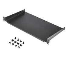 1U Fixed Server Rack Mount Shelf 10" Deep Steel Universal Cantilever Tray Holds Upto 44.2lbs For 19" AV/ Network Equipment Rack Black
