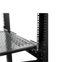 2U 19” Vented Sliding Server Rack Mount Shelf Holds Upto 50lbs Heavy Duty Universal 24" Deep For Equipment Rack Steel Black