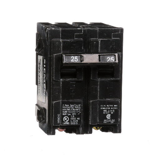 Siemens Q225 Type QP 2 Pole 25 Amp 120/240 VAC 10 kA Plug On Circuit Breaker