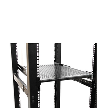 2U 19” Vented Sliding Server Rack Mount Shelf Holds Upto 50lbs Heavy Duty Universal 24" Deep For Equipment Rack Steel Black