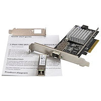 1-Port 10G SFP+ Fiber Optic Network Card with Installed Multimode SFP+ Transceiver (up to 330 m range) Intel Chip