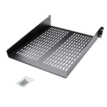 2U Vented Server Rack Universal Mount Shelf 22" Deep Cantilever Tray Steel Holds Upto 50lbs For 19" Network Equipment Rack Black